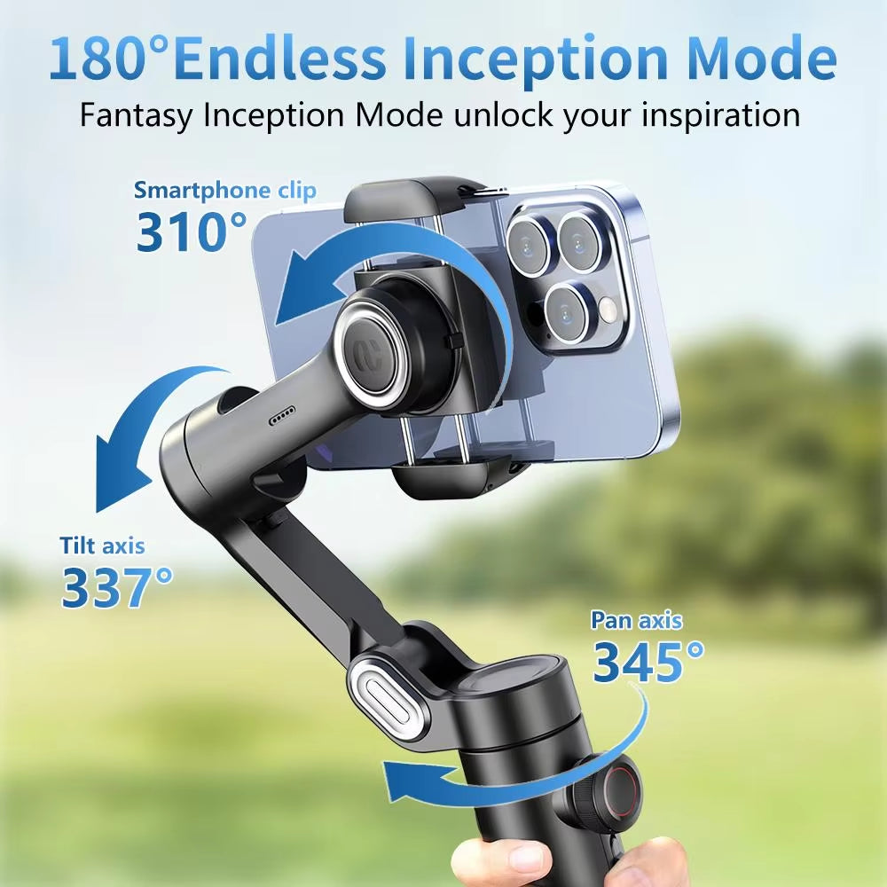 Gimbal Stabilizer for Smartphone with Fill Light for Iphone & Android